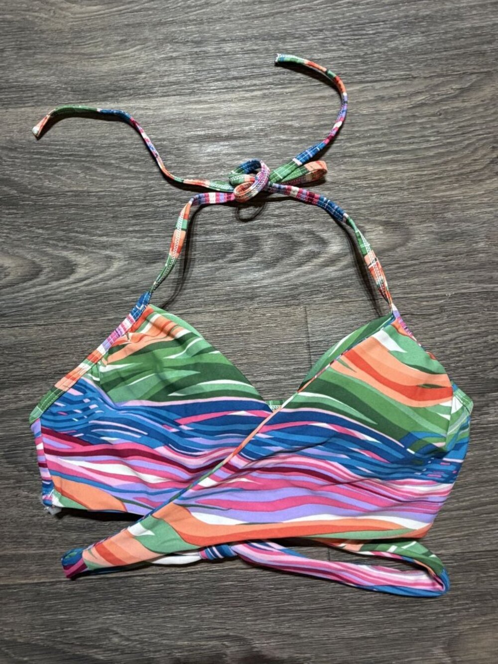Urban Sea Multicolor Halter Bikini Top Small Adjustable Tie Back Wrap Swim Wear